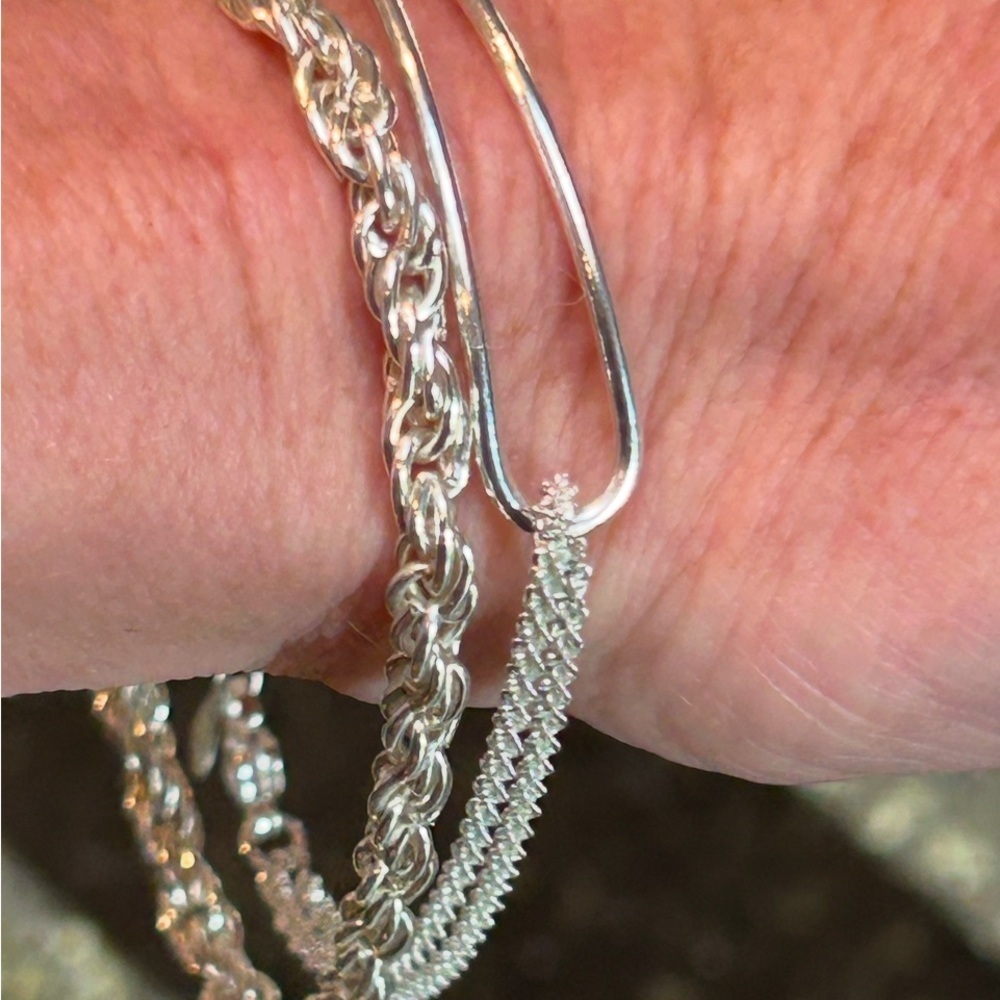 Licol Bracelet Italy .925 Silver Mixed Tubular + Chain Style - Picture 11 of 15